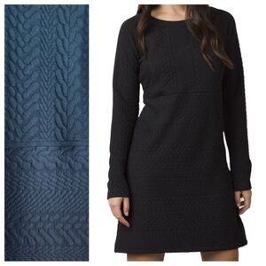 Prana Macee Dress Black Cable Textured Long Sleeve Size Small